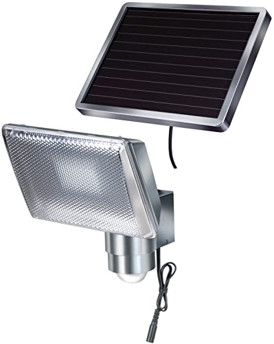 Brennenstuhl LED Strahler SOL/LED Leuchte für außen mit Bewegungsmelder und Solarpanel (Solarlampe IP44, horizontal und vertikal schwenkbar, inkl. Akku, 350lm, 8 x 0,5W) aluminium