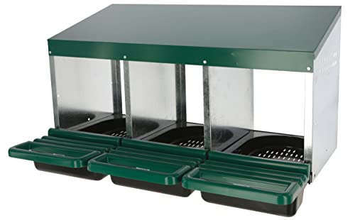 Kerbl Legenest (für Hühner, mit geneigtem Boden, mit Lüftungslöchern, leichte Reinigung, 3 Abteile, LxBxH 79 x 52 x 43,5 cm, Legkammer) 73143