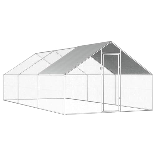 vidaXL Hühnerstall 2,75x6x1,92m Stahl Verzinkt Kleintierstall Freilauf Vogelkäfig