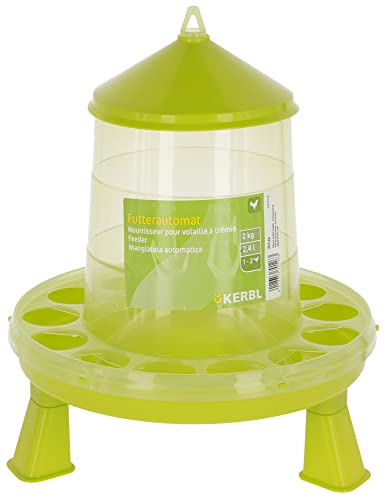 Kerbl Futterautomat mit Stand-Füßen, für Geflügel (Küken/Hühner/Enten), lebensmittelecht, Grün (2 kg)