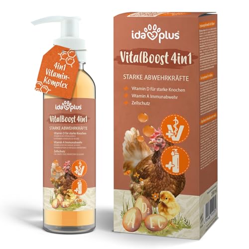 Ida Plus – VitalBoost 4in1 200 ml – Vitaminkonzentrat mit Vitamin ADEC für Starke Abwehrkräfte & stabiles Wachstum – Futterergänzungsmittel für die Vitaminversorgung von Hühnern, Enten & Geflügel