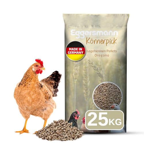 Eggersmann Körnerpick 25 kg Legehennen Pellets Oregano GVO frei - Hühner Futter - Premium Hühnerfutter - Pellets für Hühner Gänse und Enten in 3mm Pelletgröße