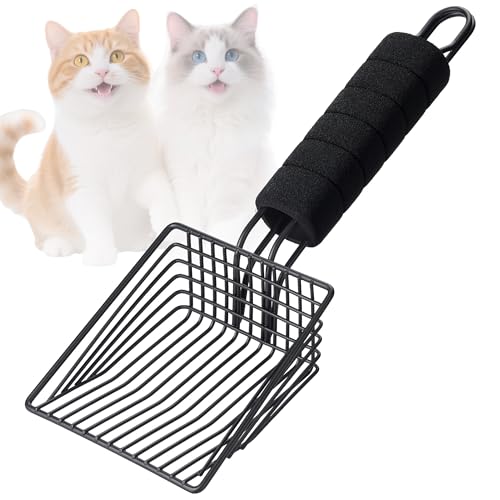BasicForm Katzenstreuschaufel aus Metall - Schnell Siebende Tiefe Schaufel mit Handlichem Griff, Entwickelt für Besitzer Mehrerer Katzen