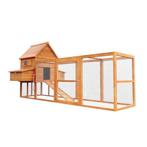 H&uuml;hnerstall 310x150x150cm aus Holz mit Nistk&auml;sten & Freilauf, ausziehbare Schale f&uuml;r Reinigung