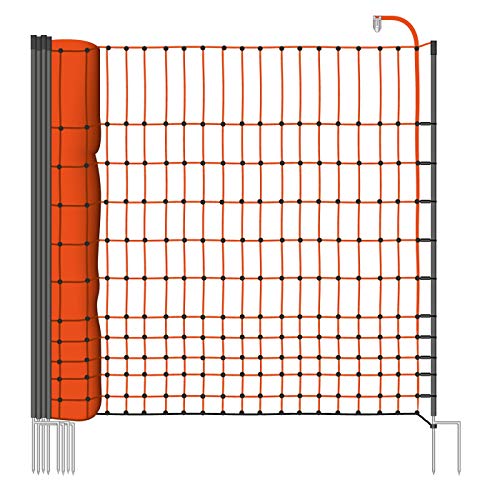 VOSS.farming farmNET 25m Hühnerzaun, Geflügelzaun, Geflügelnetz, 112cm, 9 Pfähle, 2 Spitzen