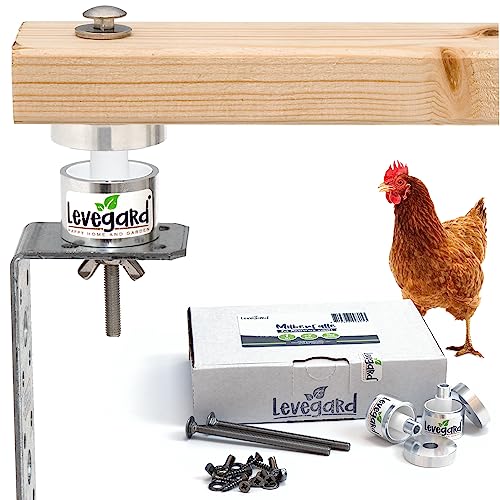 Levegard® Milbensperre für Hühnerstange aus Aluminium, Komplettset Milbenfalle für Sitzstange, Rote Vogelmilbe bekämpfen, Milbenstopp für Hühner (1x Set)