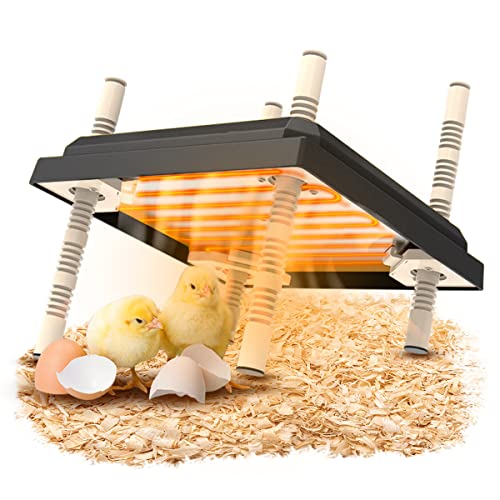 Küken Wärmeplatte, Verstellbare Wärmeplatte Comfort für Küken 10*10in, Höhenverstellbar, Heizplatte zur Kücken-Aufzucht, Geeignet für alle Geflügelarten wie Hühner, Wachteln, Puten (Dunkel)