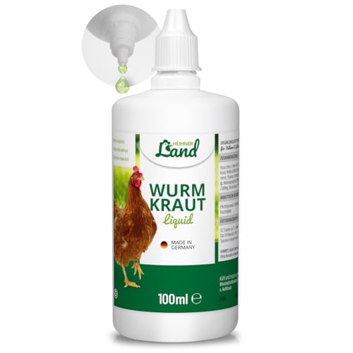 HÜHNER Land TESTURTEIL SEHR GUT 01/24 Wurmkraut Liquid - Natürliche Wurmkur Liquid Tropfen mit Wurm Kraut für Hühner, Wachteln & Geflügel mit Wurmkraut, pflanzliches Wurmmittel, 110ml